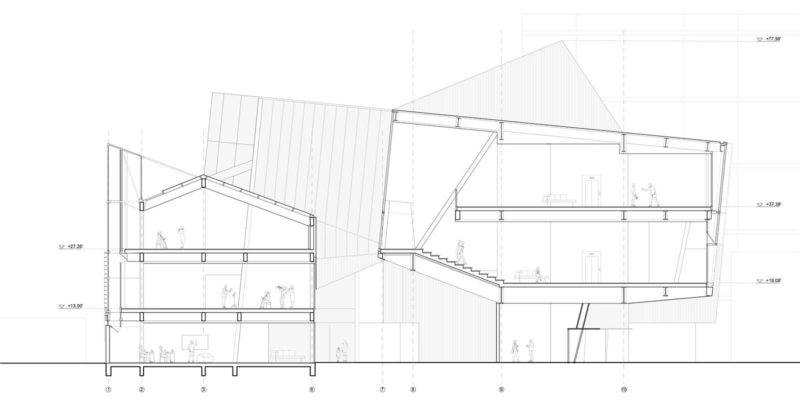 Building section through the environmental void